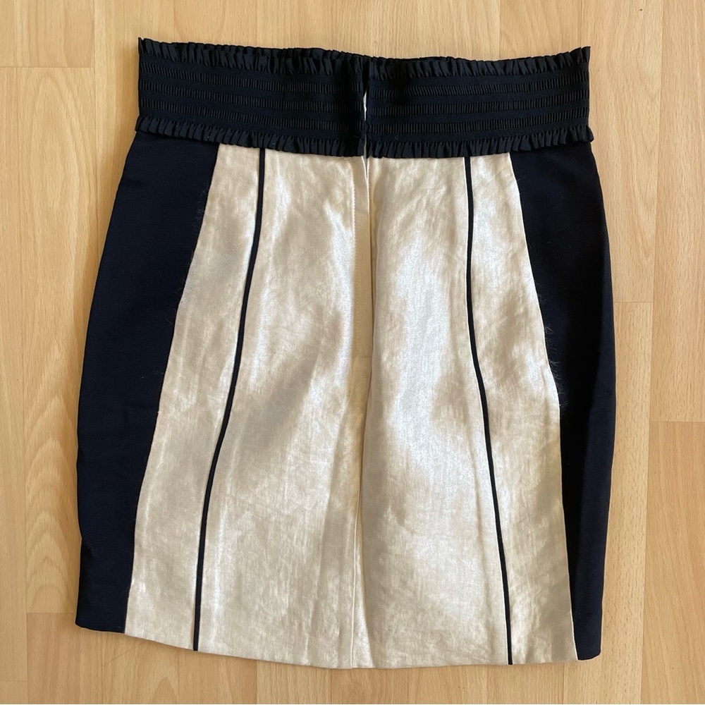 Two Piece Coord Skirt Set Cream Black Sheer sleeveless top, pencil skirt - Picture 10 of 12